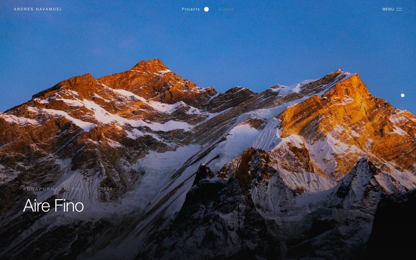 Portada de la web de Andrés Navamuel, alpinista y fotógrafo