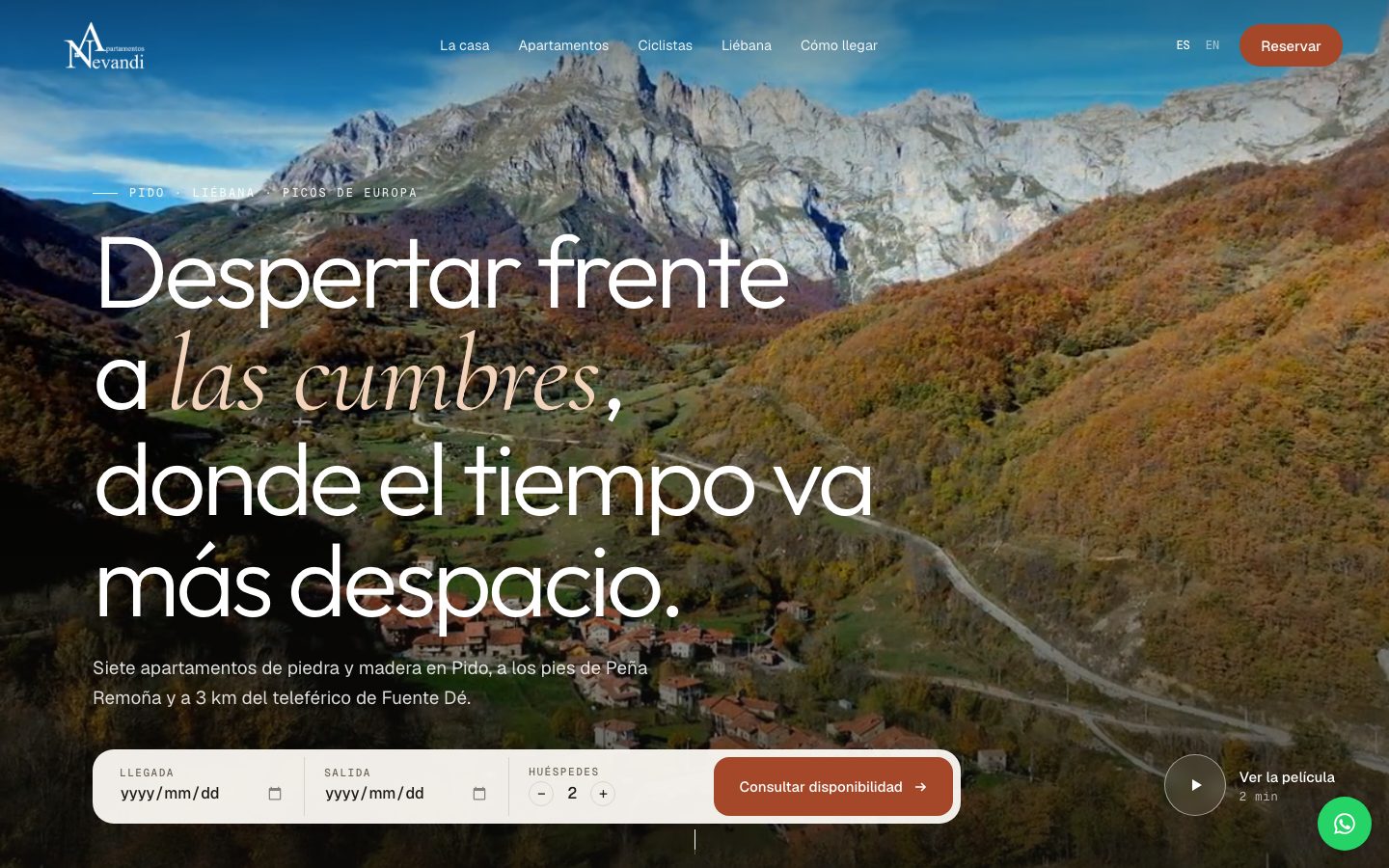 Portada de la web de Apartamentos Nevandi